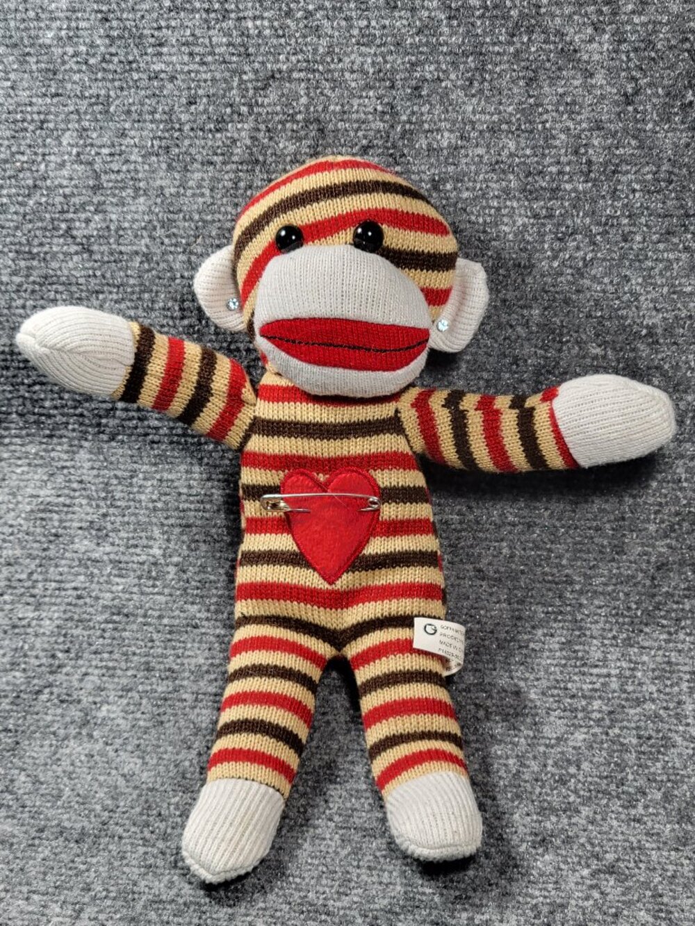 Goffa International 13" Monkey Sock Valentine Plush Toy For Ages 3+